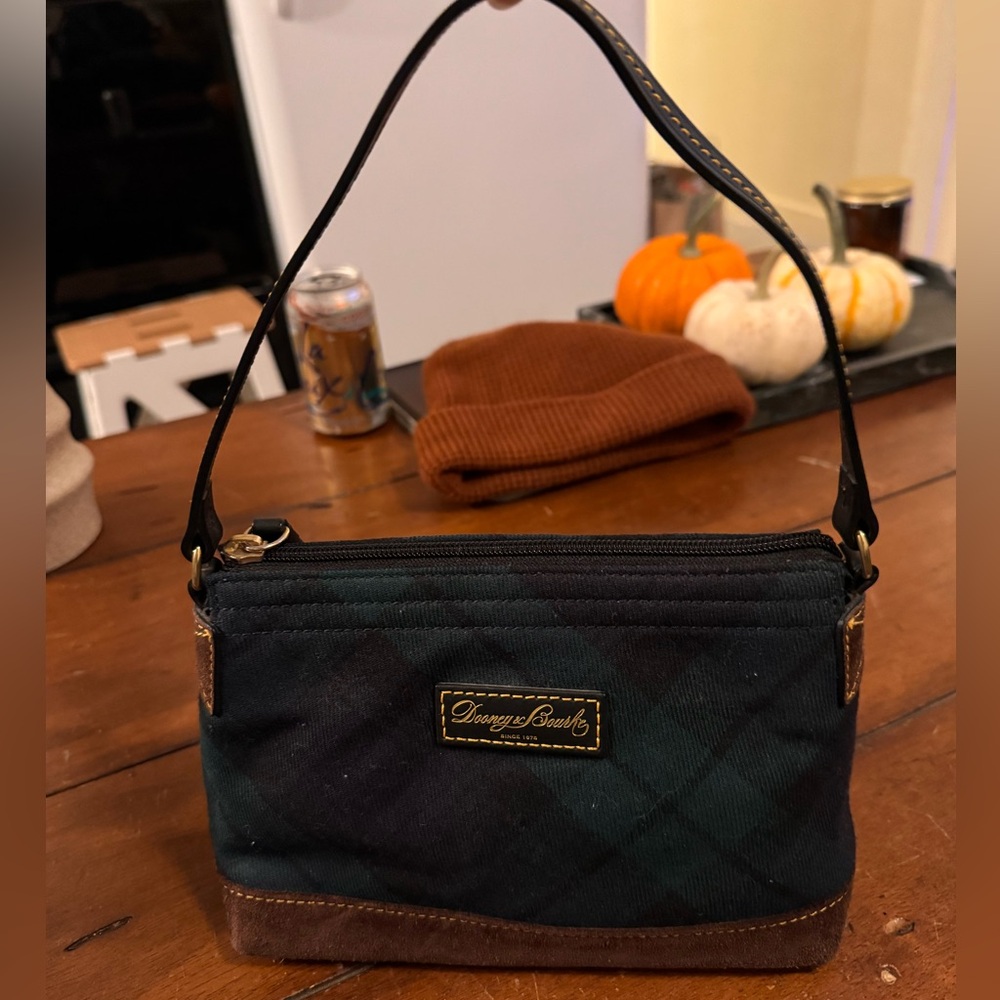 Dooney & Bourke plaid and green purse with matching wallet